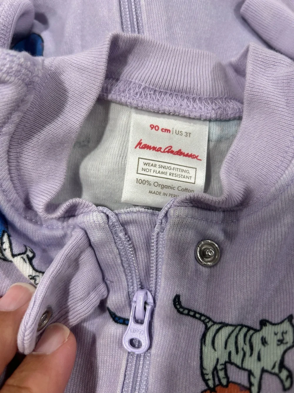 Hanna Andersson Lilac Cat Print Zip One-Piece